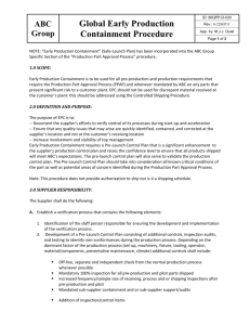 Global Early Production Containment Procedure