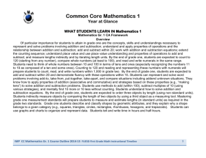 FUESD First Grade Math Instructional Timeline