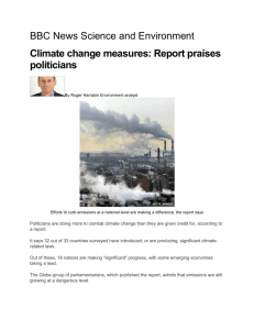 Climate change measures, report praises politicians