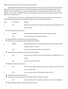 Eighth Grade Vocab Word List Week 16: Government and Control