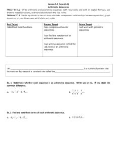 Lesson 5-A Notes(3-5) Arithmetic Sequences TNSS F