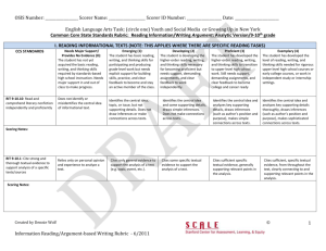 Common Core State Standards Rubric: Reading Information/Writing