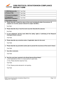 CIRB Protocol Deviation-Non-Compliance Report Form