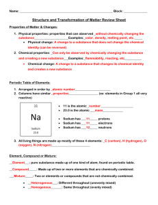 Structure and Transformation of Matter Review Sheet