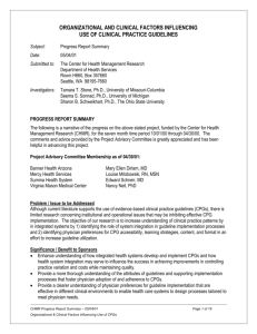 ORGANIZATIONAL AND CLINICAL FACTORS INFLUENCING