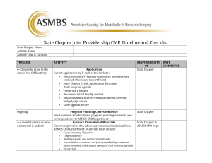 the State Chapter Joint Providership CME Timeline and