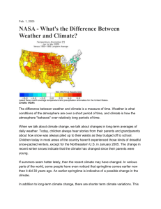 NASA - What`s the Difference Between Weather and Climate?