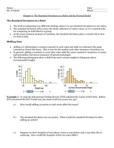 Name: Date: Ms. D`Amato Block: Chapter 6: The Standard Deviation