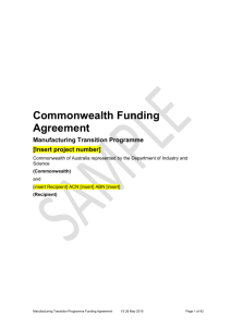 Manufacturing Transition Programme Funding