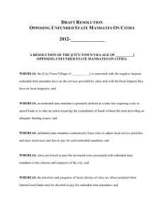 Draft Resolution Opposing Unfunded State Mandates On Cities
