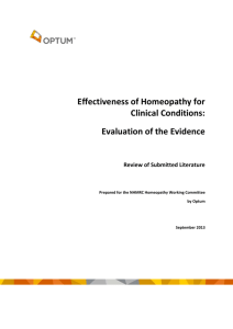 Effectiveness of Homeopathy for Clinical Conditions: Evaluation of