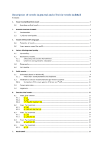 Description of vowels in general and of Polish vowels in detail