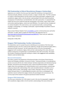 PhD Studentship in Ethical Monotheism (Dangoor Scholarship)