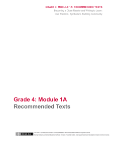 Grade 4: Module 1A Recommended Texts