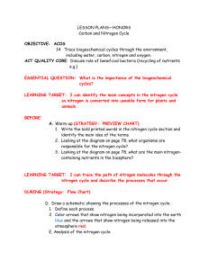 LESSON PLANS—HONORS Carbon and Nitrogen Cycle