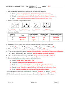 CHM 130, Dr. Debbie, HW #1b Due Wed., Feb 19th Names