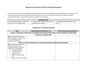 Response to Intervention: District Level Self-Assessment