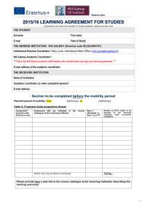 Learning Agreement for Studies 2015/16