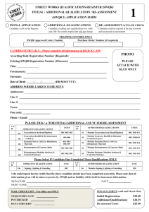 SWQR1 Application Form
