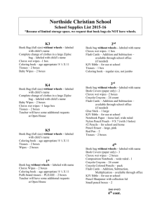 School Supplies List - Northside Christian School