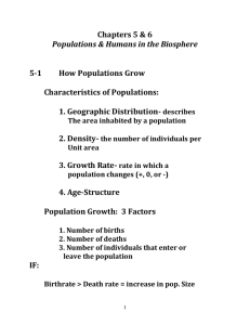 Chapters 5 & 6 Populations & Humans in the Biosphere 5