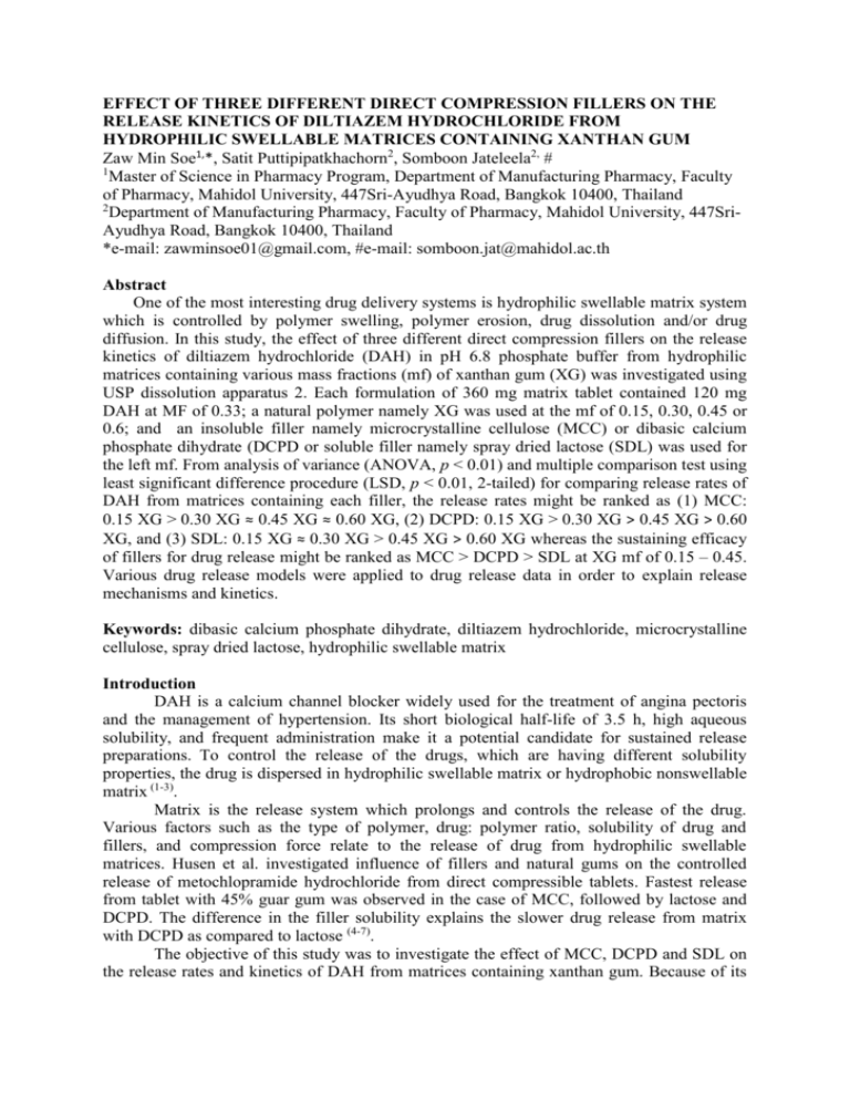 EFFECT OF THREE DIFFERENT DIRECT COMPRESSION