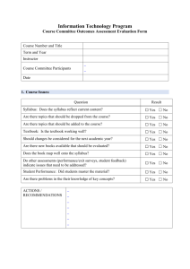 Course Committee Outcomes Assessment Evaluation Form