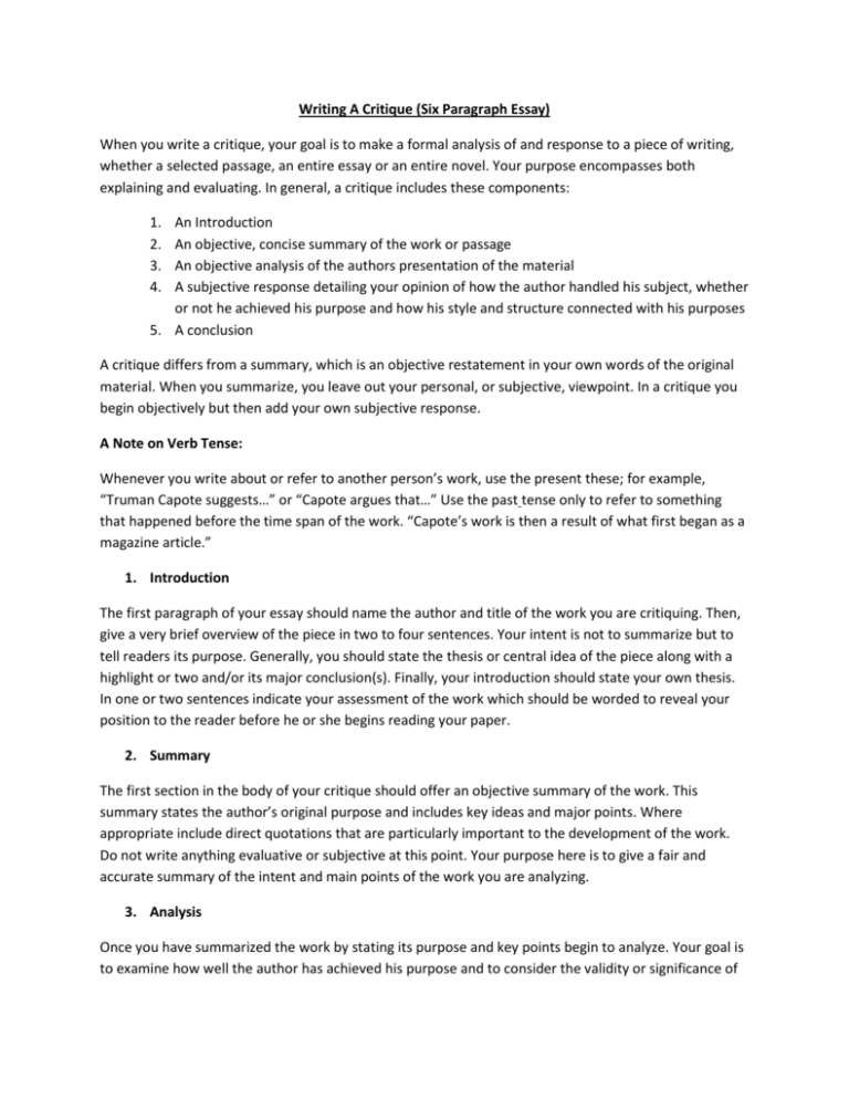 critique examples essay