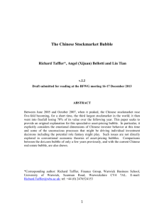 Understanding the Chinese Stockmarket Bubble: the role of emotion