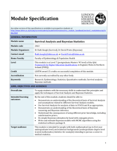 2463 Survival Analysis and Bayesian Statistics Module Specification