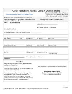 III - Vertebrate Animal Contact Medical Questionnaire: Part B