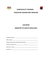 subspeciality training paediatric respiratory medicine log book