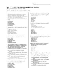 Name: PRACTICE TEST – Unit 7: Environmental Health and