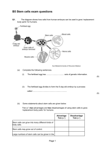 B5 stem cells exam questions and mark scheme