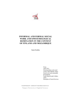 Essay on informal and formal social work by a participating student