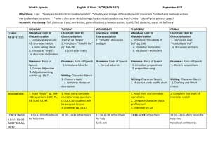 Weekly Agenda English 10 Block 2A/2B (8:00-9:27) September 8