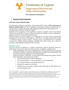 PhD in Business Administration Structure of the Programme THE