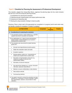 Checklist for Evaluating PD - Massachusetts Department of Education