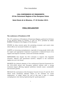 Free translation 19th CONFERENCE OF PRESIDENTS Of the