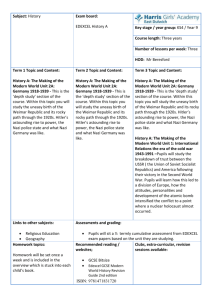 Subject: History Exam board: EDEXCEL History A Key stage / year