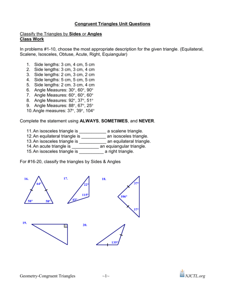 what jobs work 7-3 special right triangles answers