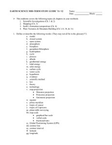 EARTH SCIENCE MID-TERM STUDY GUIDE `11