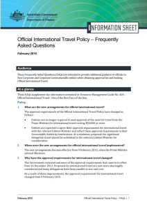 Official International Travel Policy * Frequently Asked Questions