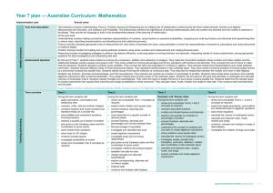 Year 7 plan * Australian Curriculum: Mathematics