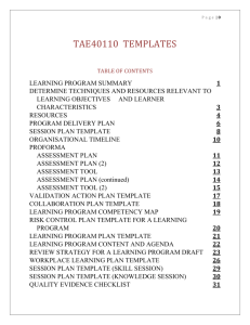 TAE40110 Training Program Templates