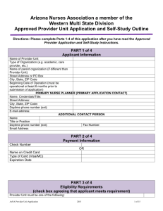 Approved Provider Organizational Overview