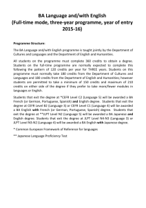 BA Language and English (Full time, 3 year programme)