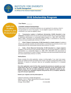 IFD Scholarship Application - Institute for Diversity in Health