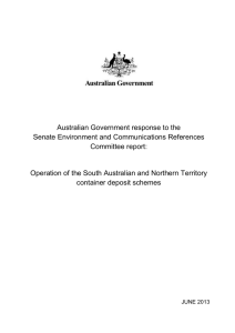 Operation of the South Australian and Northern Territory container