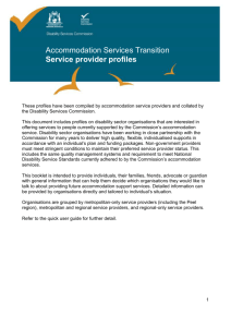 Accommodation services transition – service provider profiles